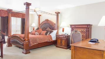 Suite, 1 King Bed, Non Smoking, Hot Tub | Premium bedding, desk, blackout drapes, iron/ironing board