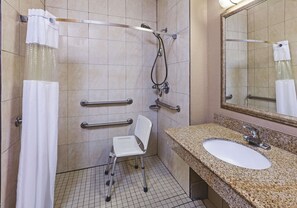 Room, 1 King Bed, Accessible, Non Smoking (Hearing, Mobility Bathtub w/Grab Bars) | In-room safe, desk, iron/ironing board, free cots/infant beds - La Quinta Inn & Suites by Wyndham Pearland - Houston South (Pearland)
