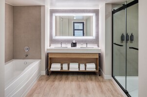 Suíte executiva, 1 quarto | Banheiro | Produtos de toalete grátis, secador de cabelo, toalhas de banho 