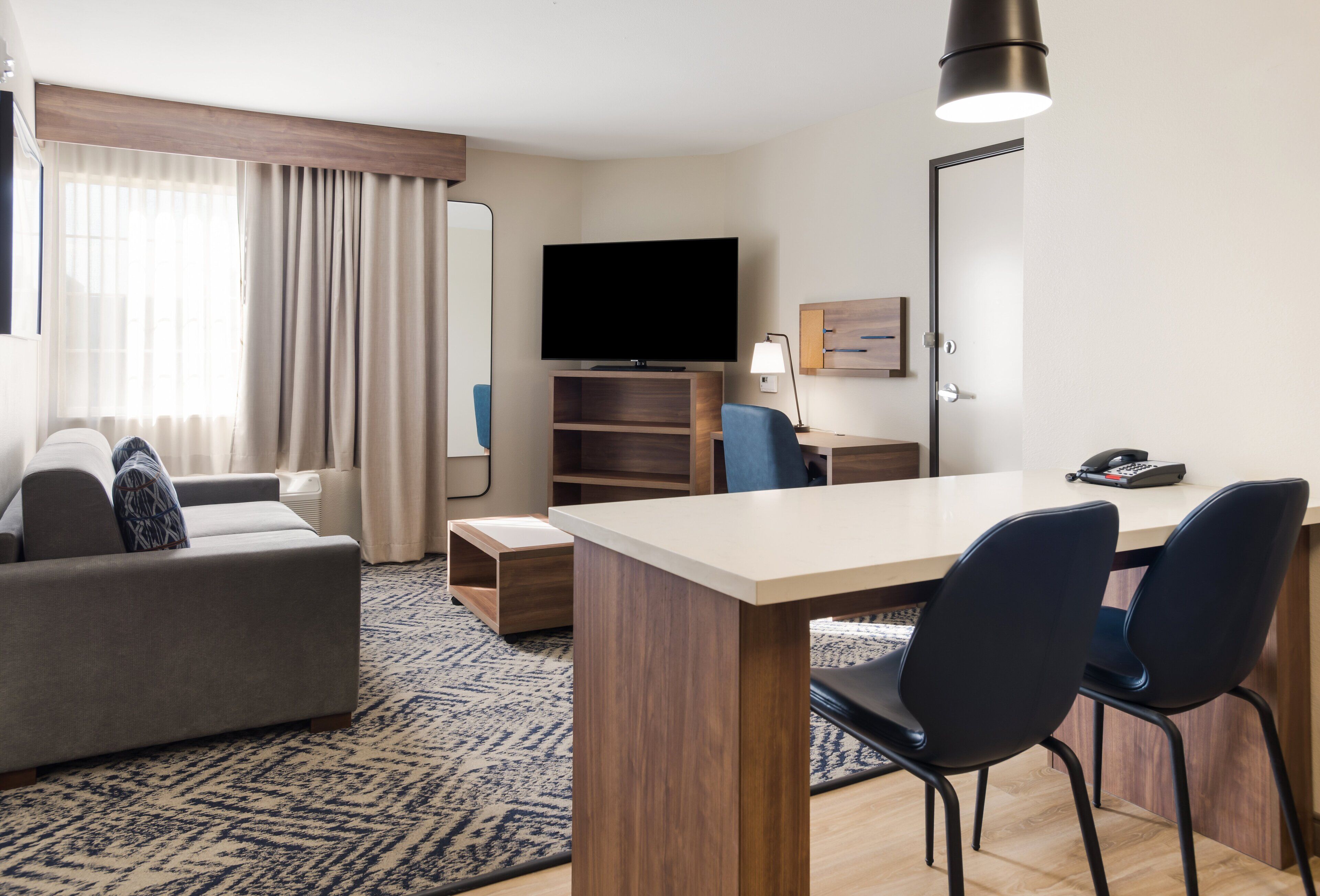 1 bedroom, desk, laptop workspace, iron/ironing board