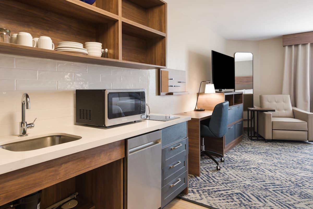 studio suite, 2 double beds, accessible (mobility tub) | 1 bedroom, desk, laptop workspace, iron/ironing board