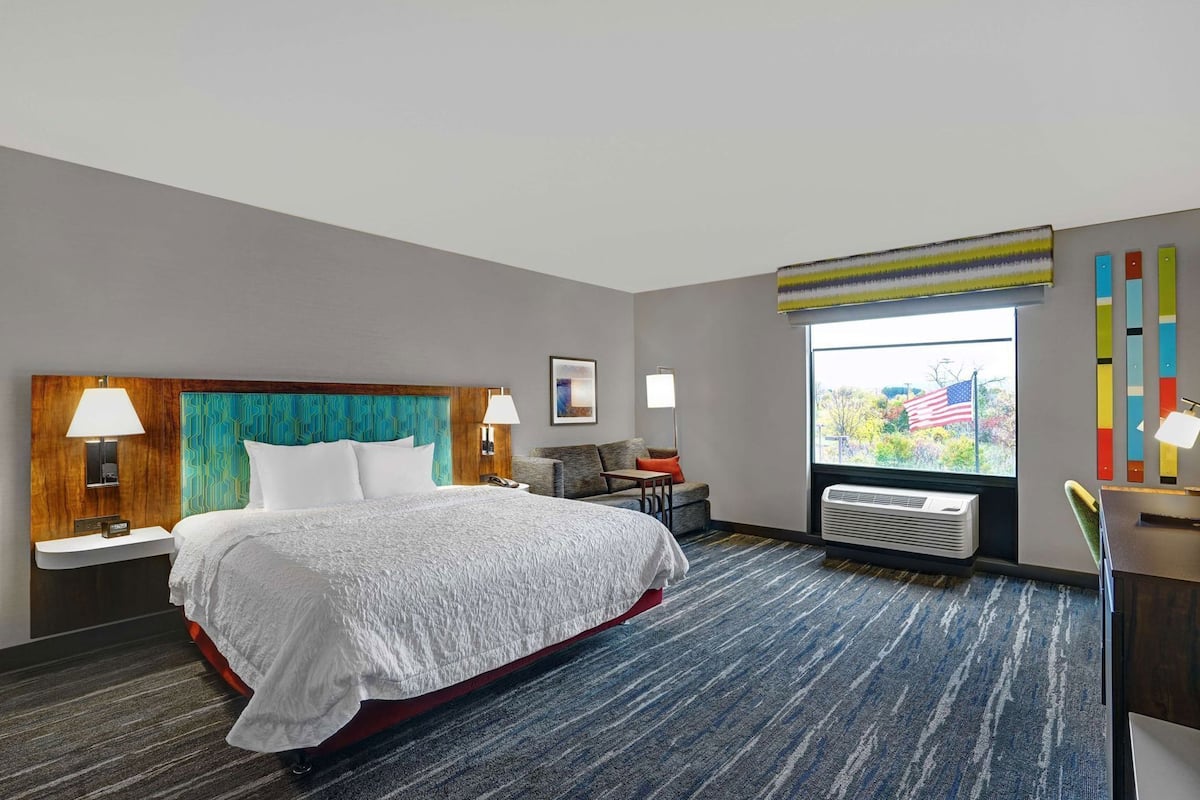 Premium bedding, pillow-top beds, desk, laptop workspace