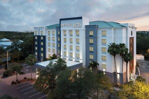 A multi-story hotel with a flat roof, large windows, and a sign indicating it is a Marriott property. - Springhill Suites by Marriott Tampa Brandon (Tampa)