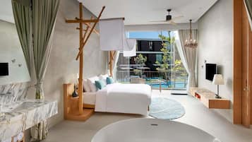 Premium bedding, free minibar items, in-room safe, desk