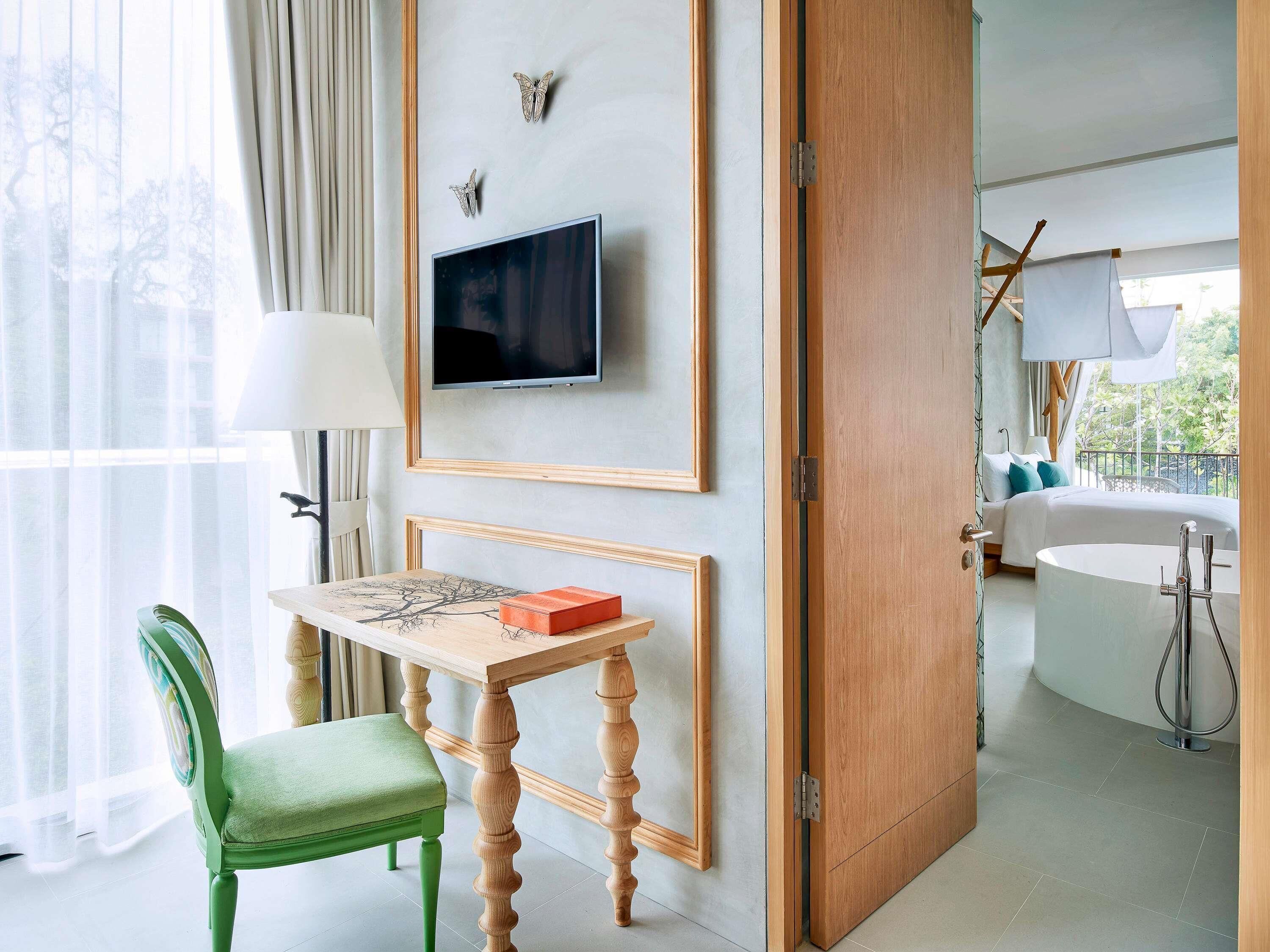 Family Suite, Multiple Beds, Pool View | Premium bedding, free minibar items, in-room safe, desk