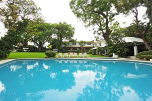 Outdoor pool, open 9:30 AM to 9:00 PM, sun loungers