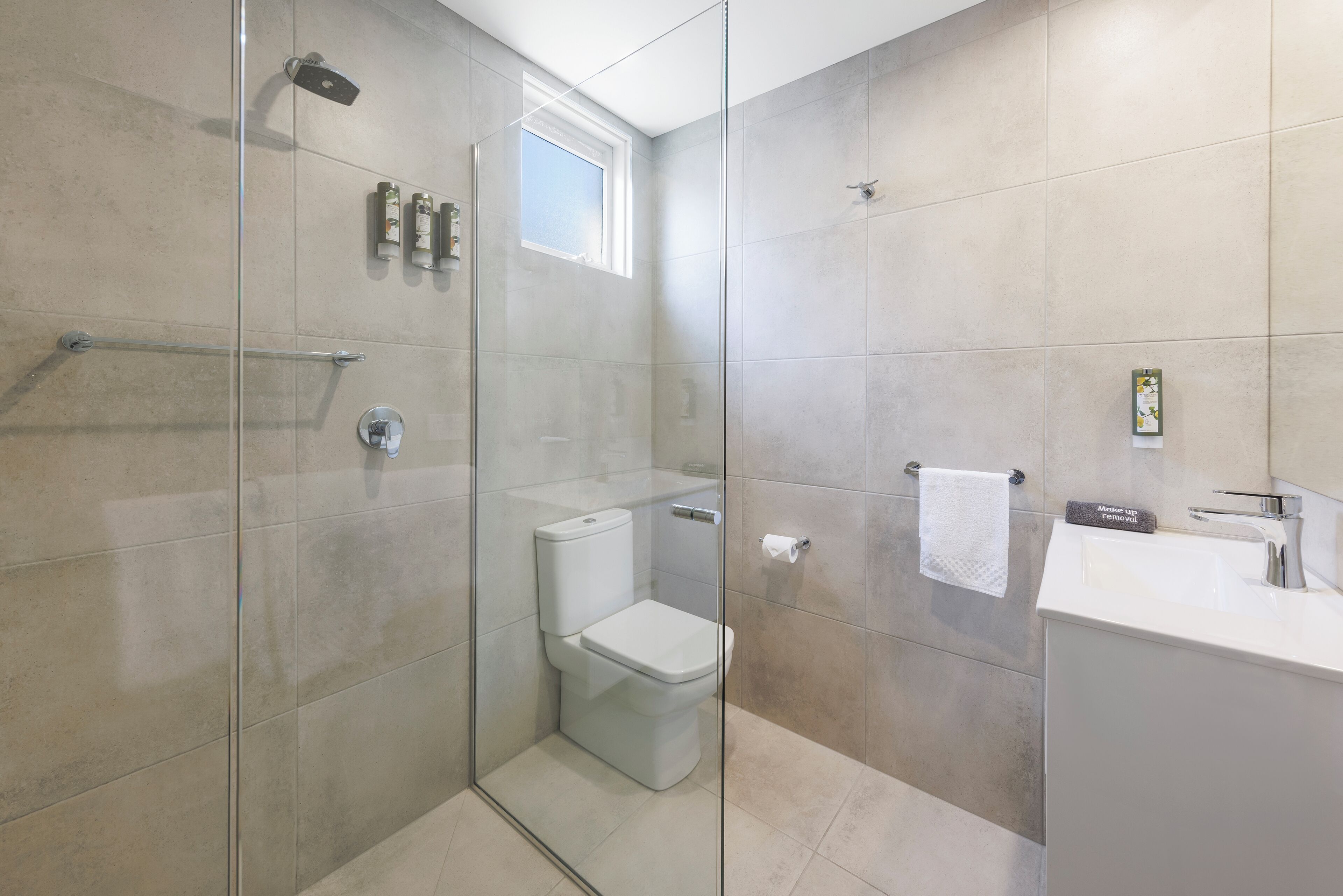 free toiletries, hair dryer, towels