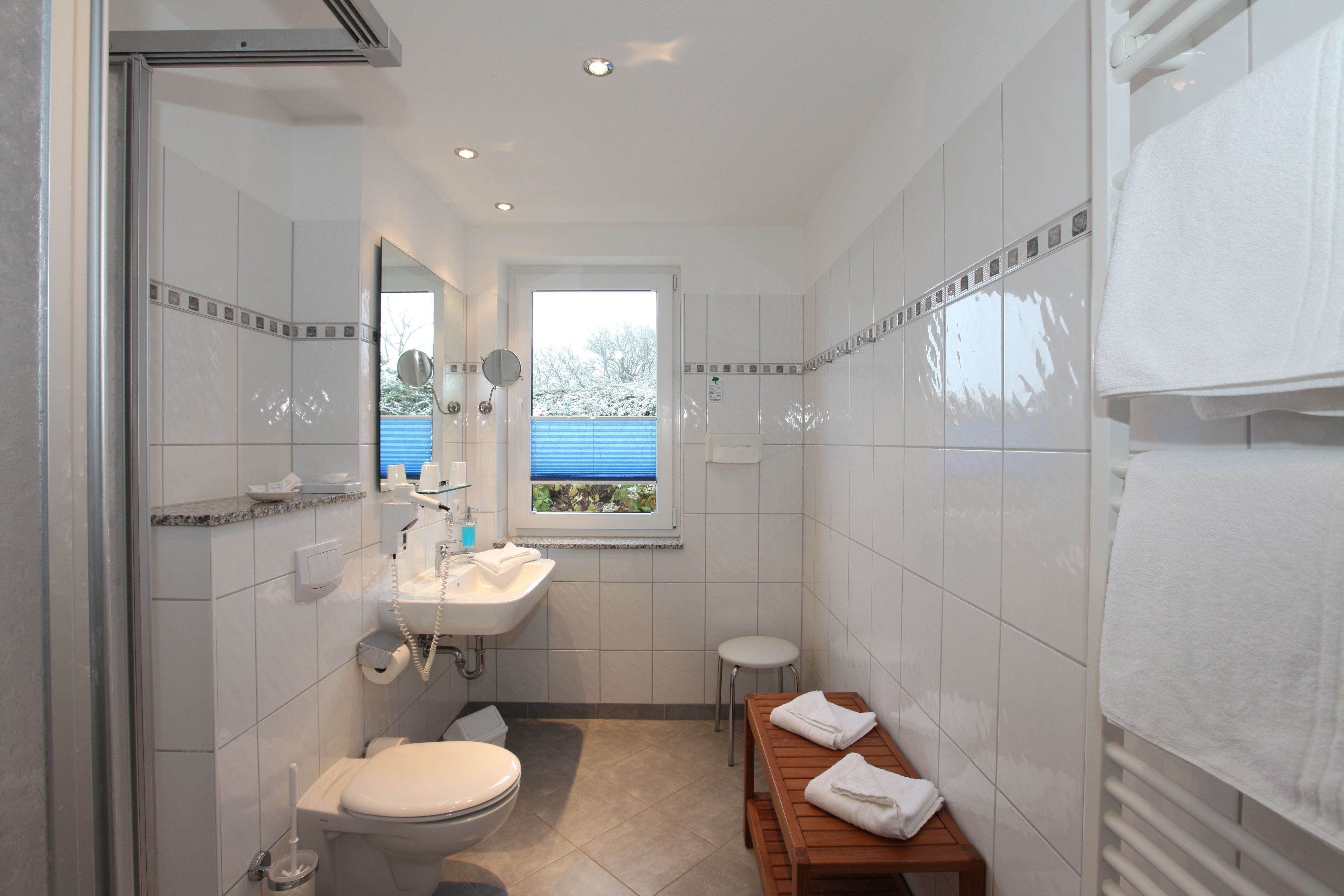 free toiletries, hair dryer, bathrobes, towels