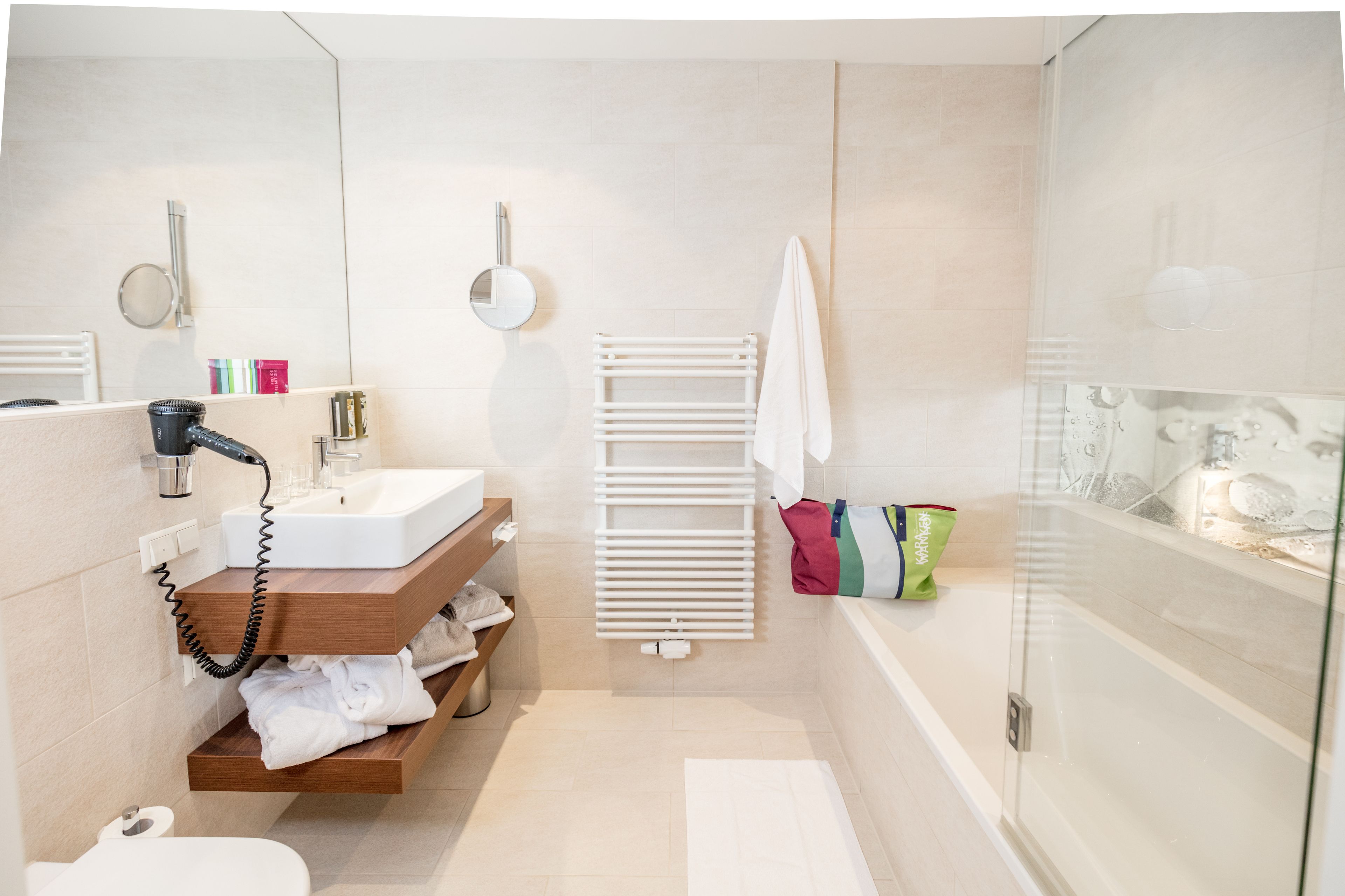 free toiletries, hair dryer, bathrobes, slippers