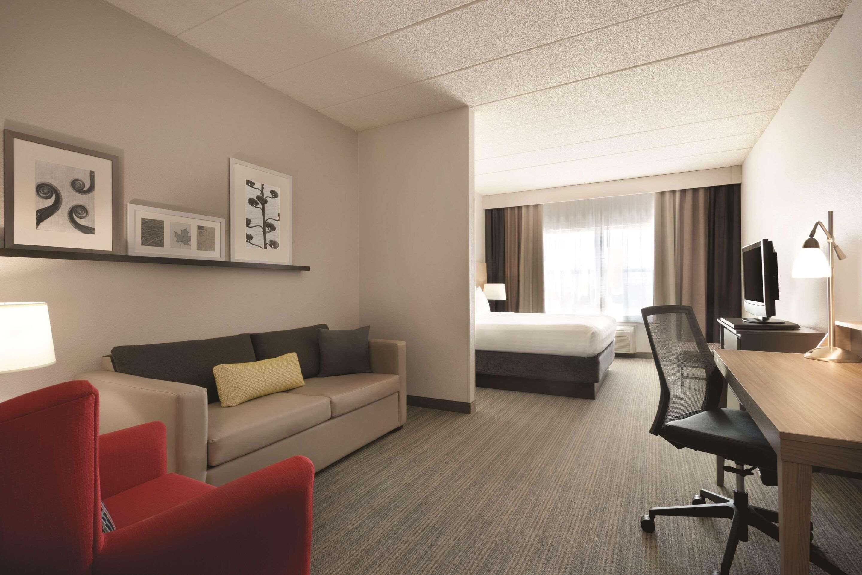 studio suite, 1 king bed with sofa bed, non smoking | desk, laptop workspace, blackout curtains, iron/ironing board