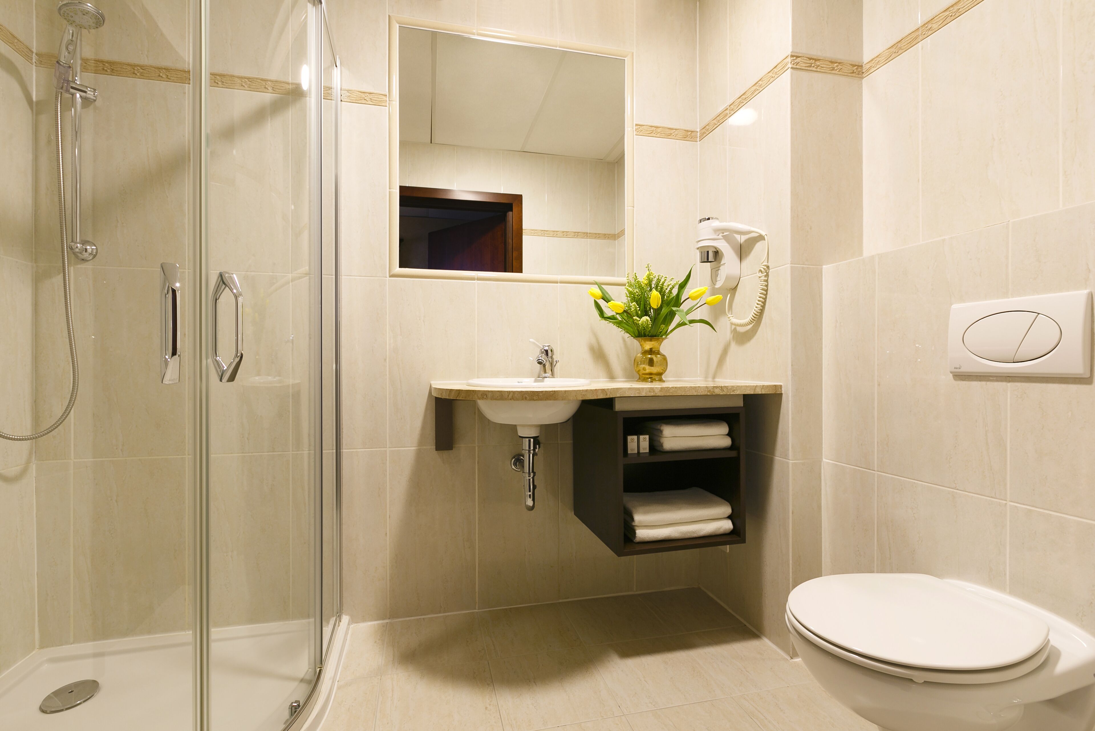 free toiletries, hair dryer, bathrobes, slippers