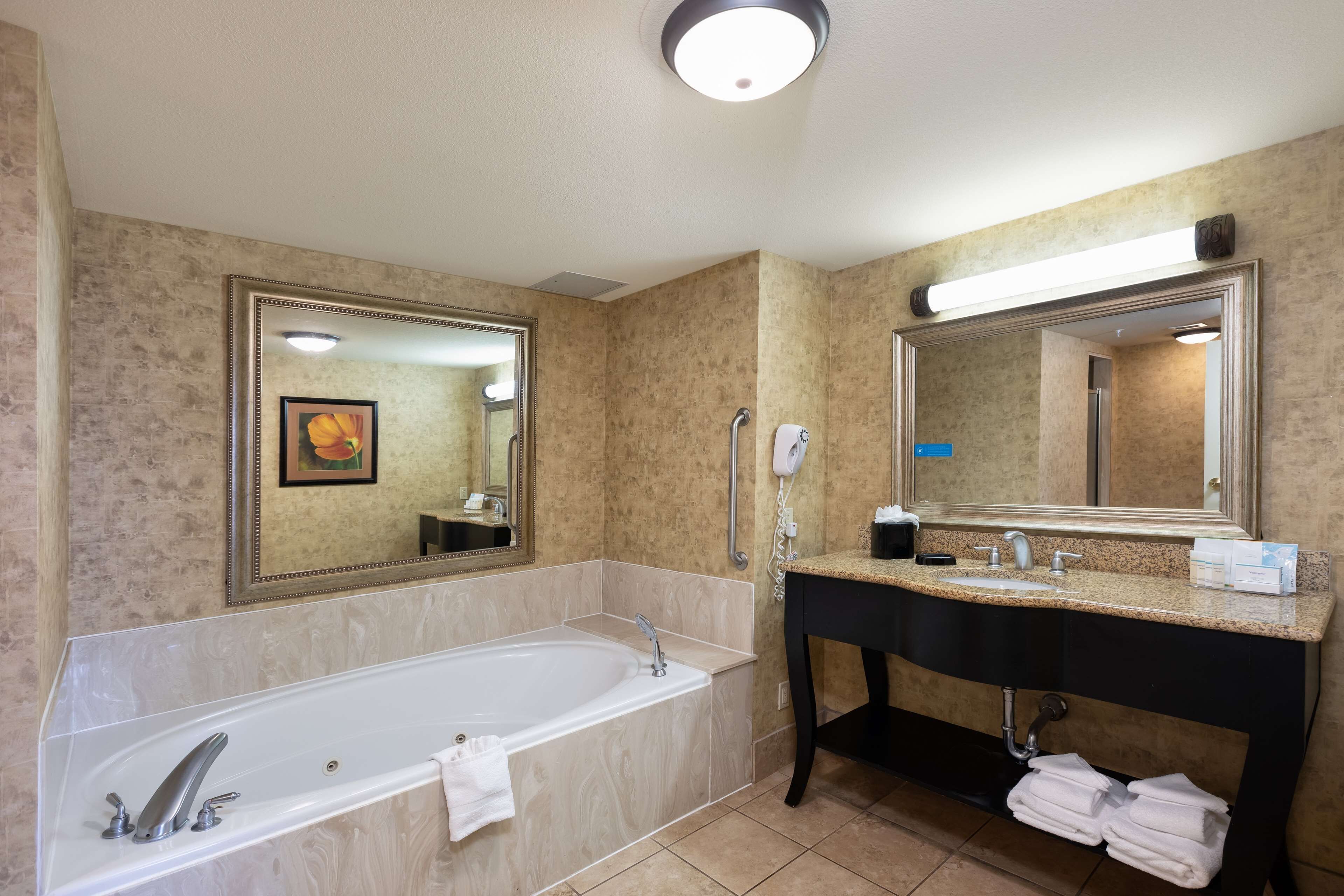 suite, 1 king bed, non smoking | bathroom | free toiletries, hair dryer, towels