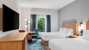 Room, 2 Queen Beds, Non Smoking | Desk, laptop workspace, blackout drapes, iron/ironing board