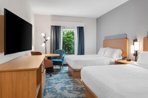 Room, 2 Queen Beds, Non Smoking | Desk, laptop workspace, blackout drapes, iron/ironing board