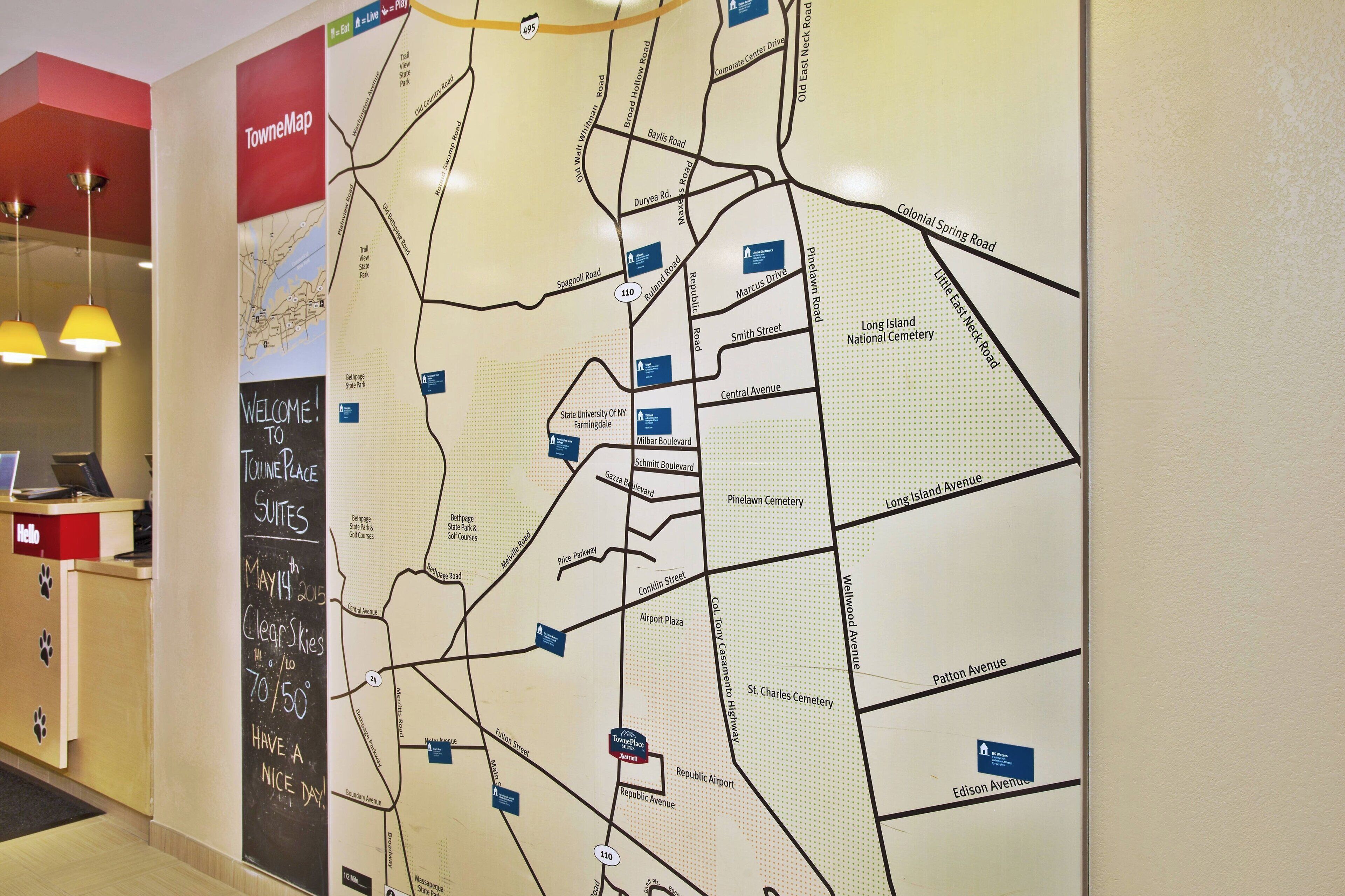 A detailed map of a hotel area with labeled streets and amenities.