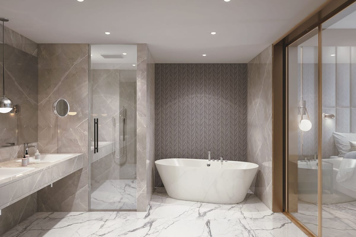 executive suite, 1 king bed | bathroom | free toiletries, hair dryer, bathrobes, towels