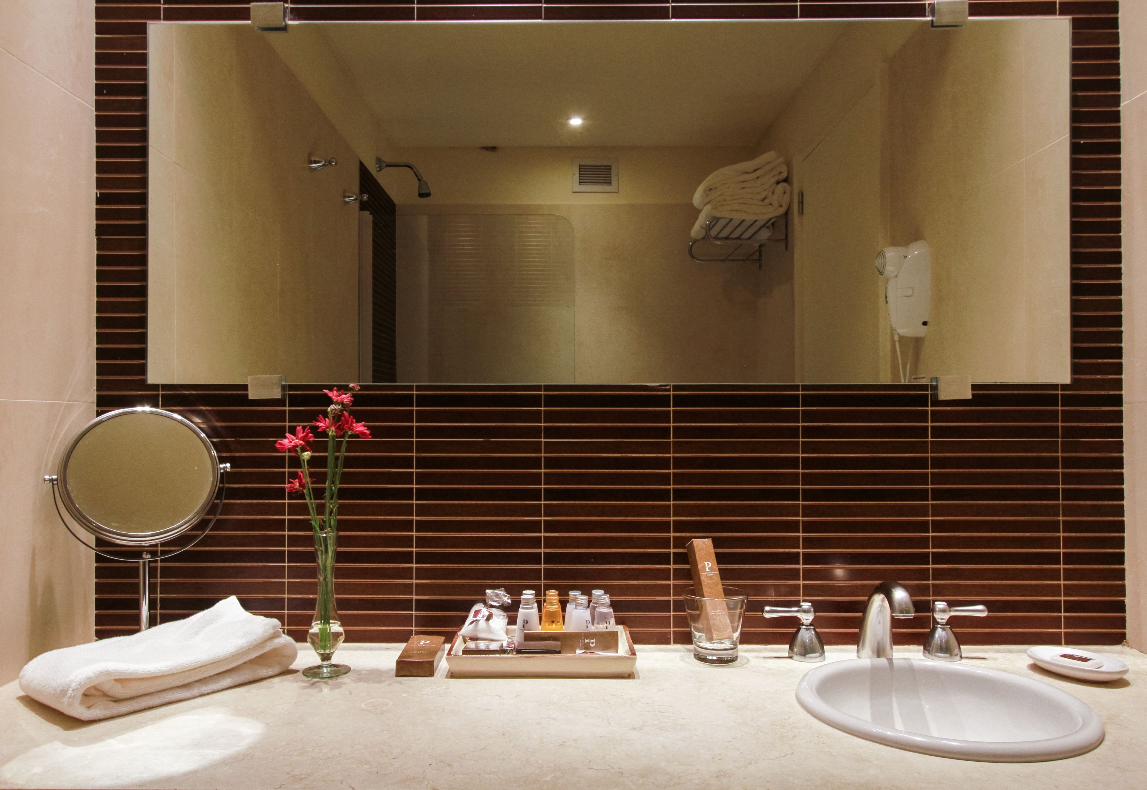 junior suite, river view | bathroom | combined shower/bathtub, rainfall showerhead, free toiletries