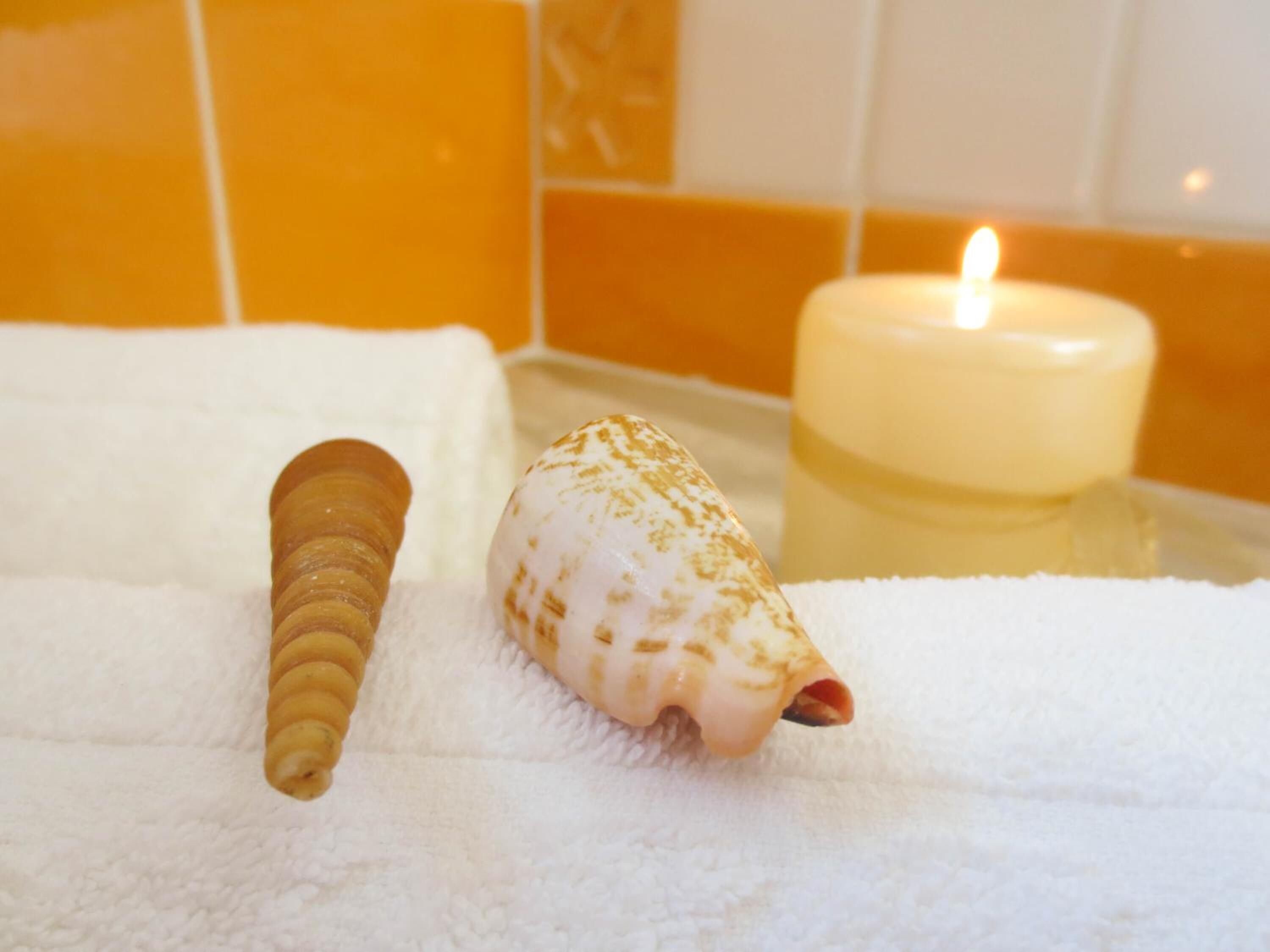 designer toiletries, hair dryer, towels