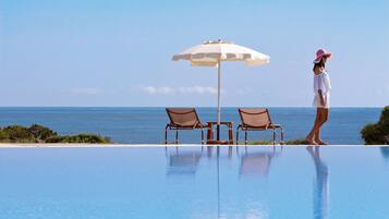 7 outdoor pools, pool umbrellas, pool loungers