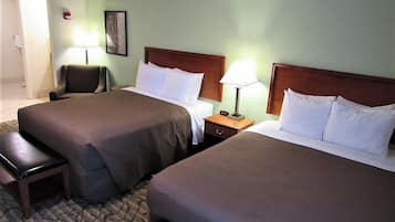 Deluxe Double Queen, Kitchenette | Premium bedding, desk, blackout drapes, soundproofing