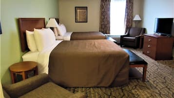 Premium bedding, desk, blackout curtains, soundproofing