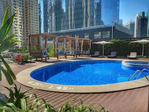 Outdoor pool, sun loungers