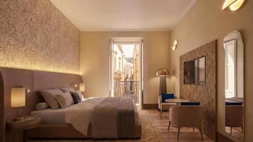 Luxe beddengoed, een minibar, een kluis op de kamer, een bureau