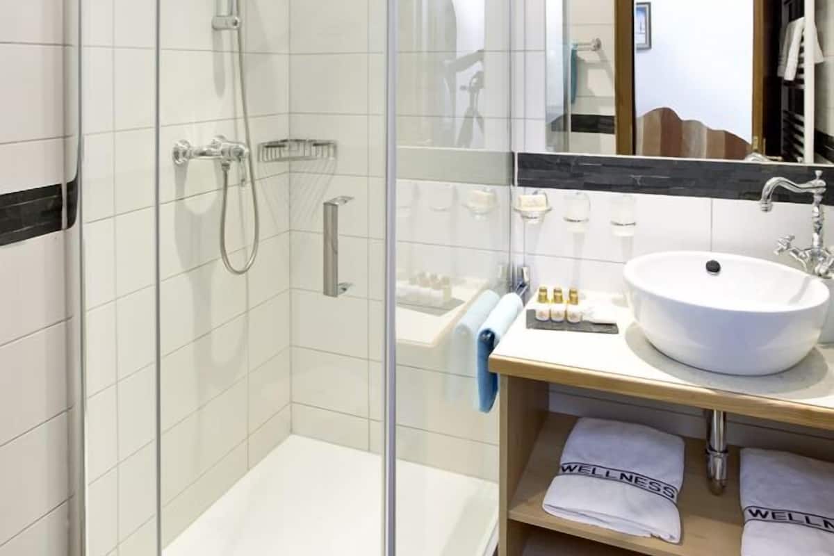 free toiletries, hair dryer, bathrobes, towels