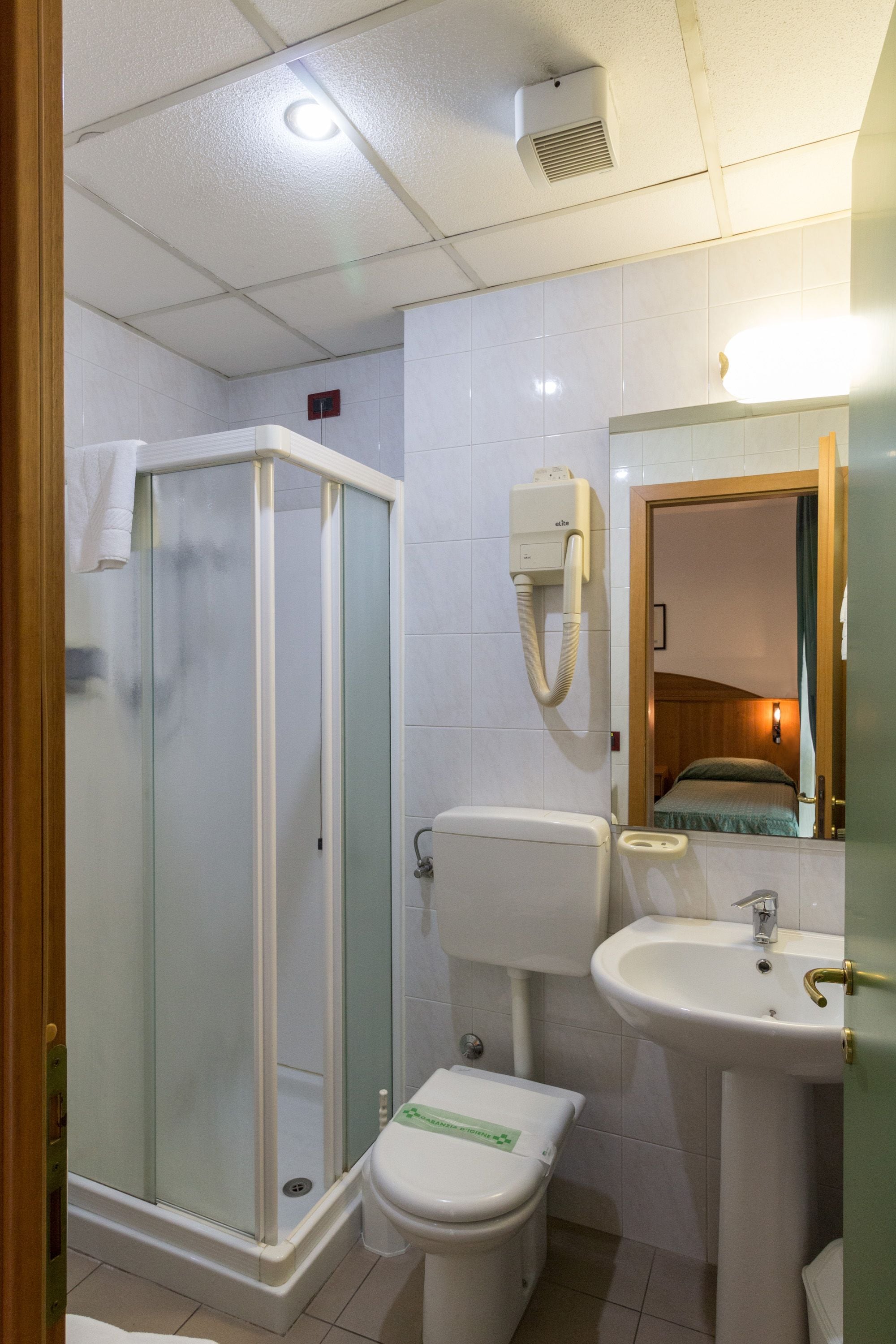 free toiletries, hair dryer, towels