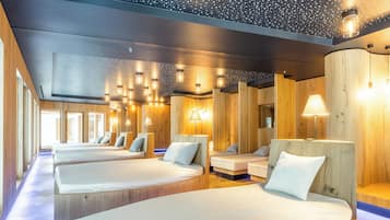 Sauna, steam room, body treatments, prenatal massages, body wraps