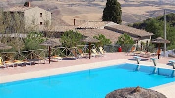 Outdoor pool, pool umbrellas