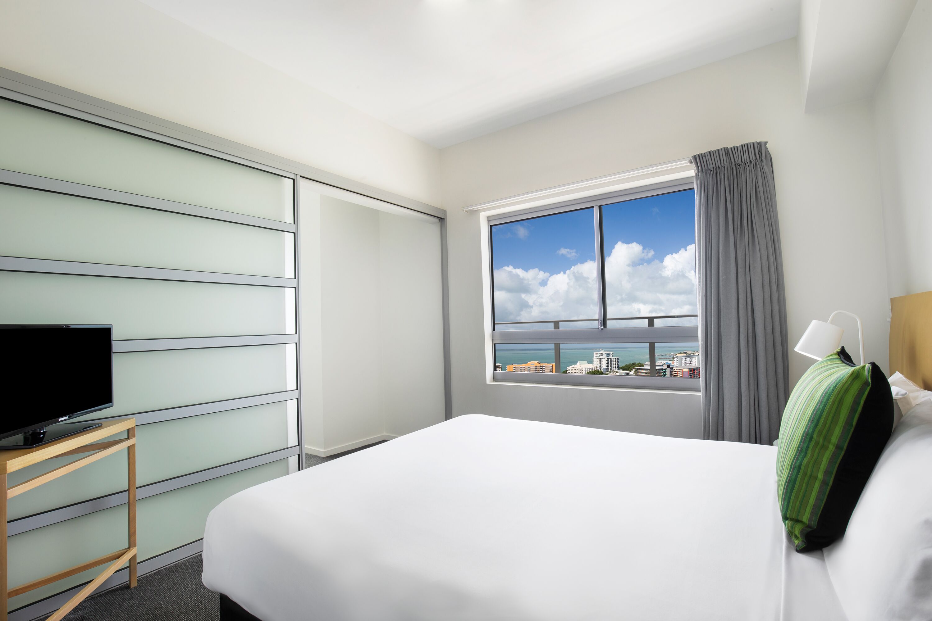 1 bedroom water view | in-room safe, individually furnished, desk, laptop workspace