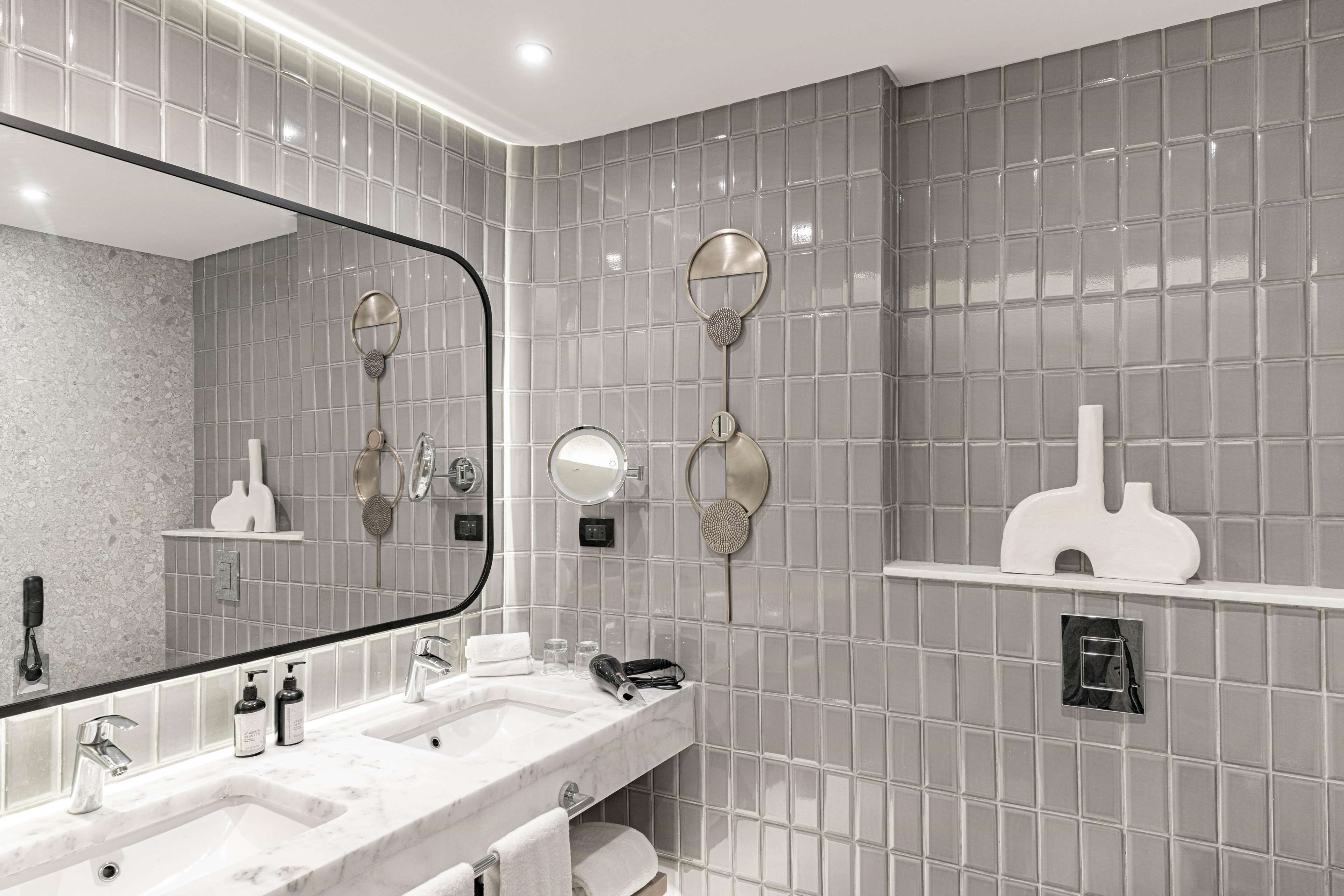 shower, eco-friendly toiletries, hair dryer, bathrobes