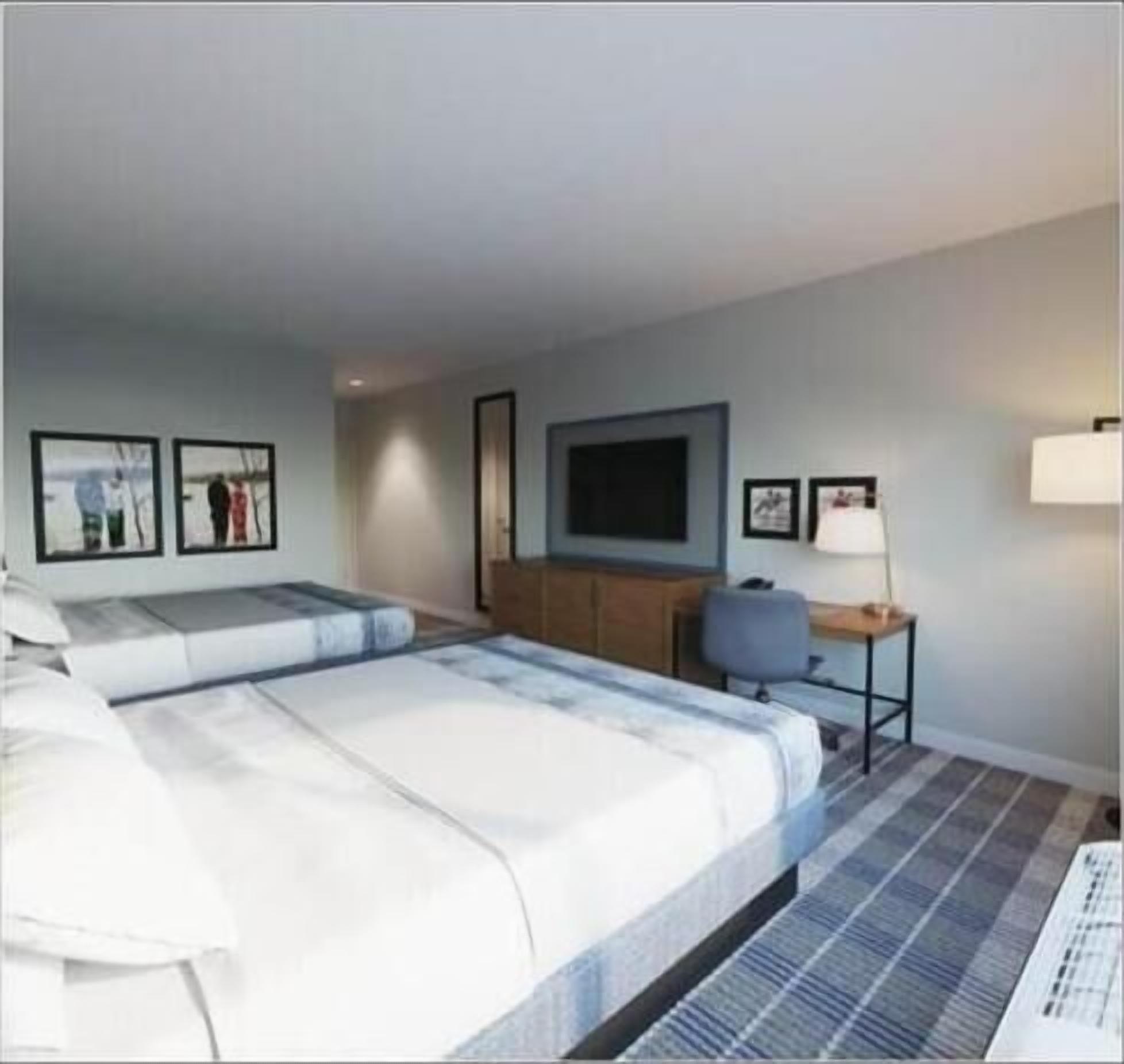 Työpöytä, kannettavalle tietokoneelle sopiva työtila, pimennysverhot