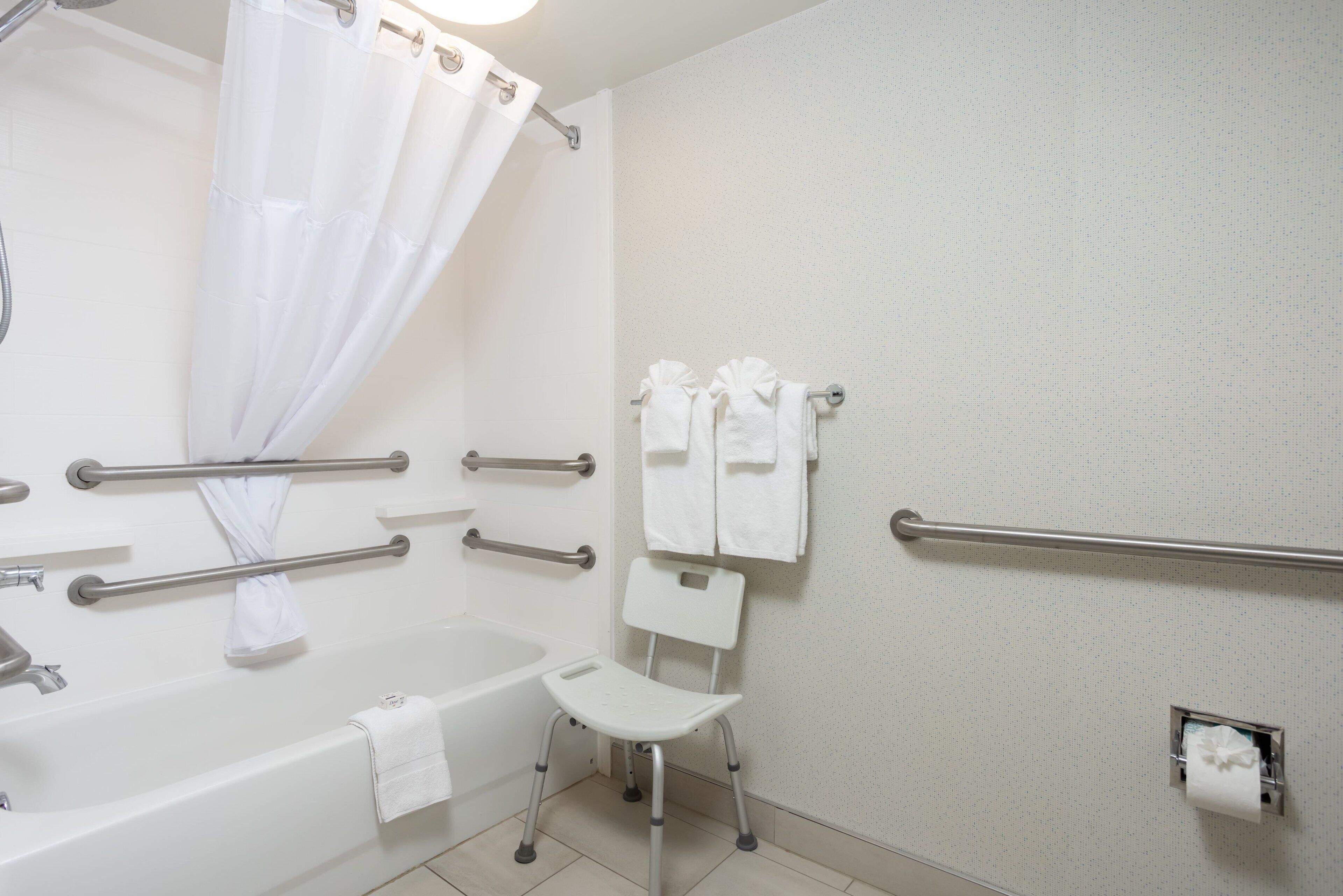 free toiletries, hair dryer, towels