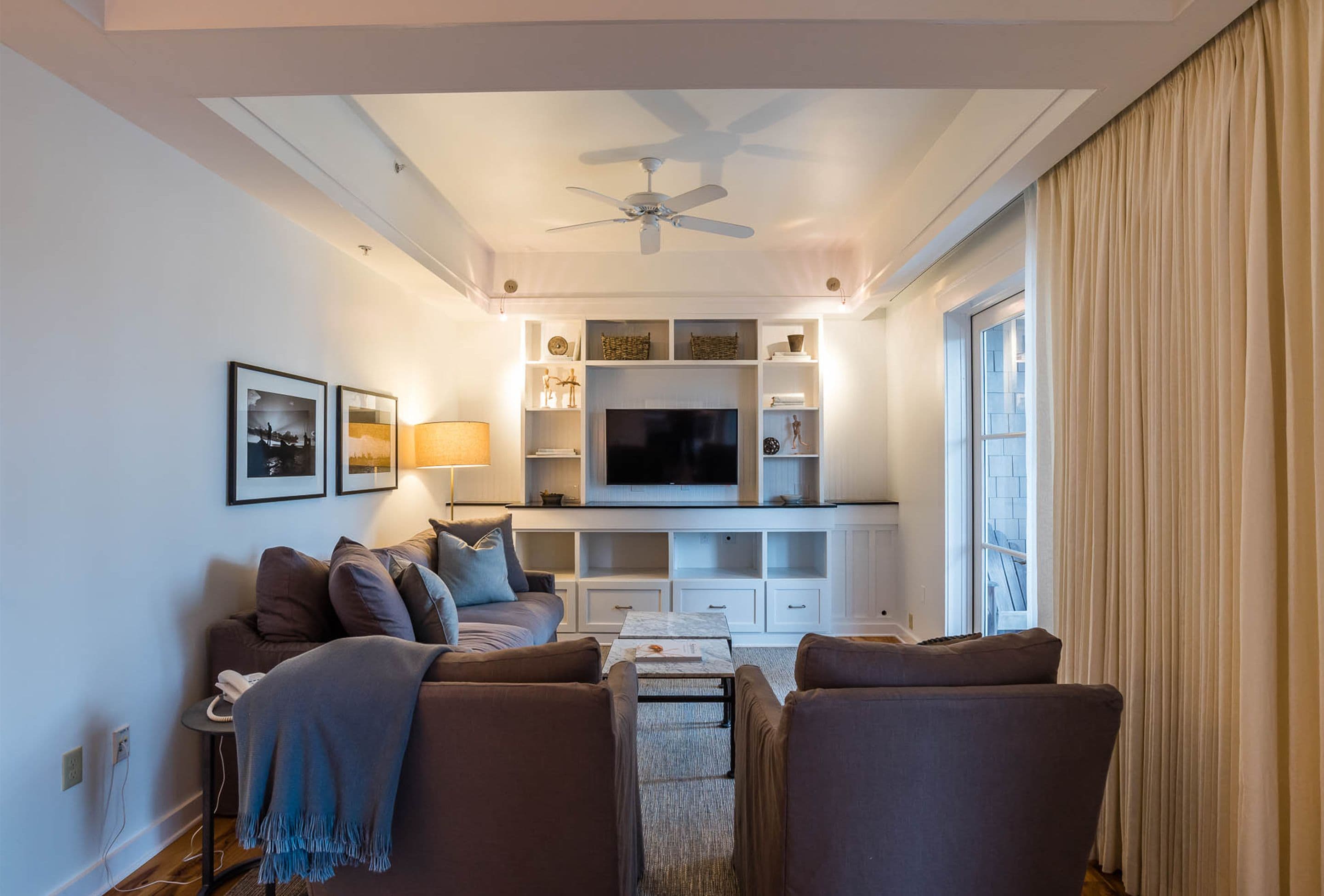 40-inch flat-screen tv with cable channels, tv, dvd player