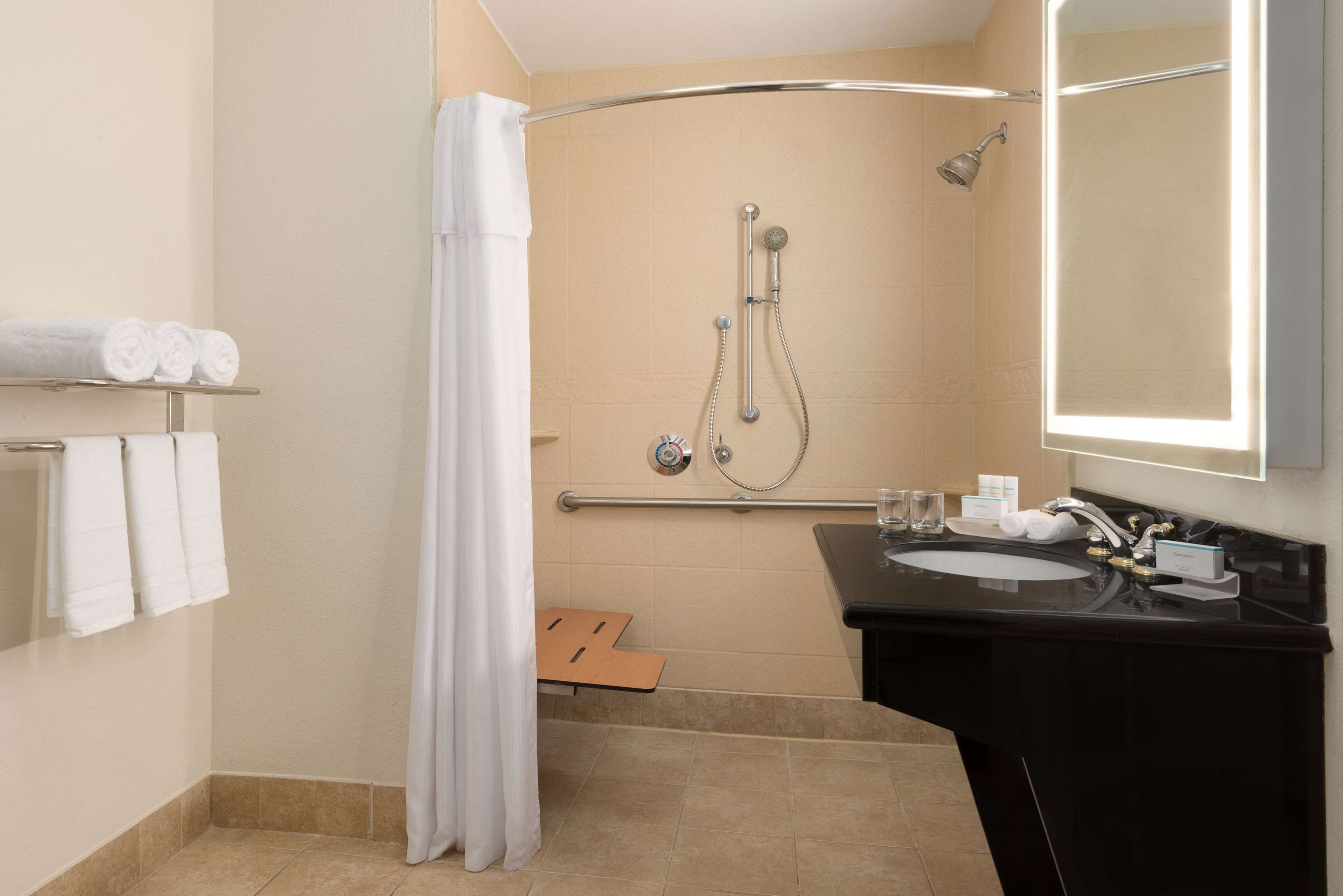 free toiletries, hair dryer, towels