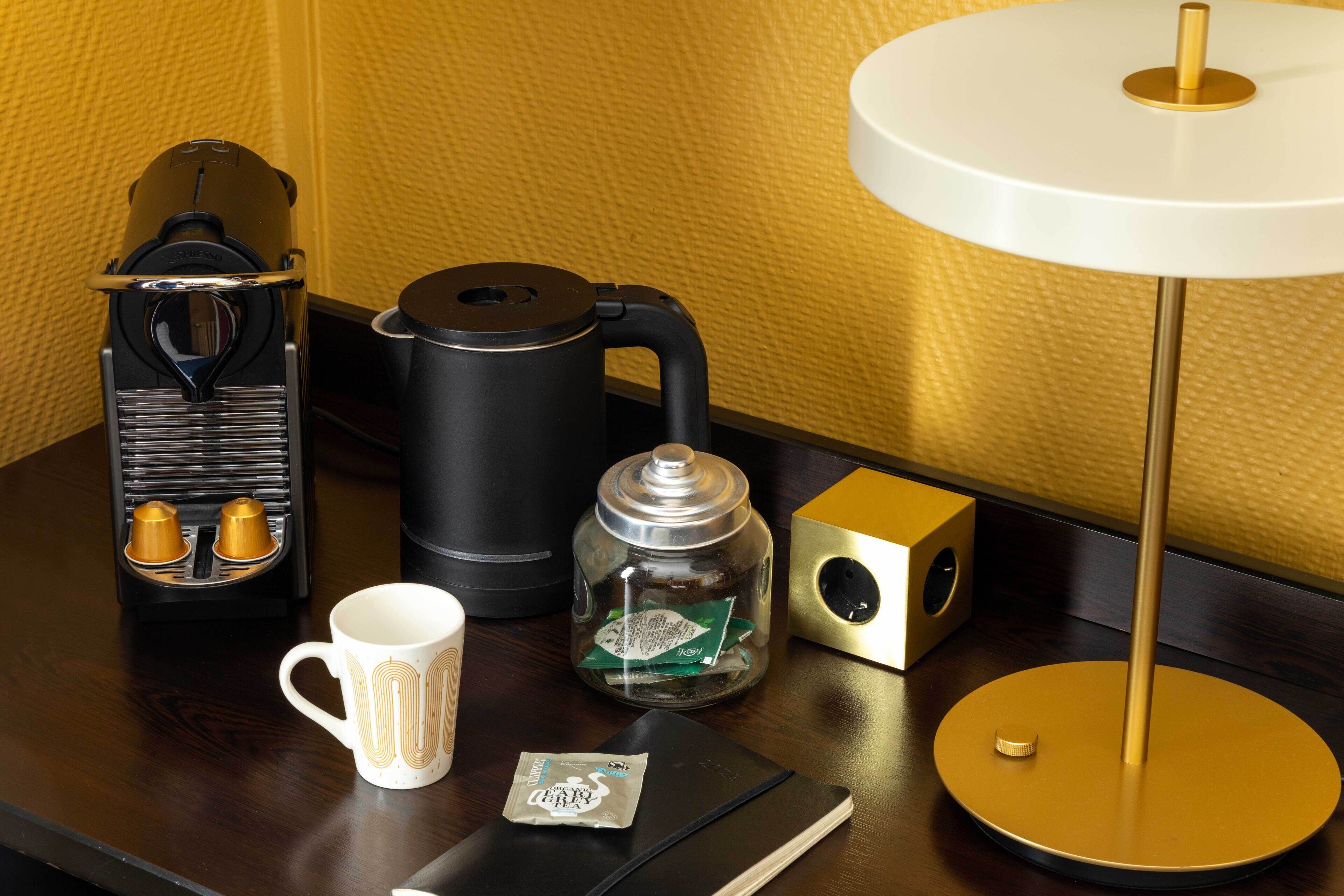 free toiletries, hair dryer, towels