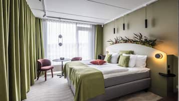 Premium-sengetøj, mørklægningsgardiner, gratis Wi-Fi, sengetøj