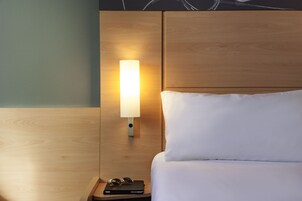 Desk, laptop workspace, blackout drapes, soundproofing