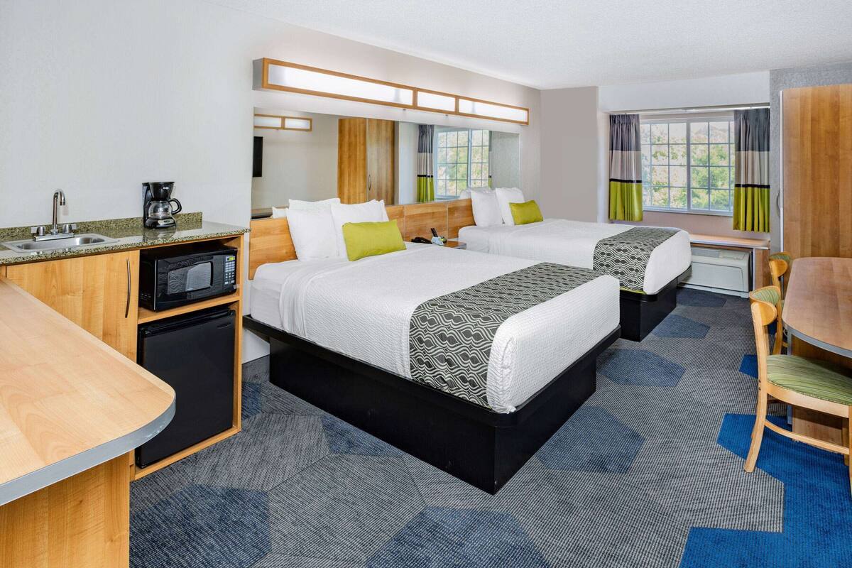 studio suite, 2 queen beds, non smoking | premium bedding, pillow-top beds, desk, iron/ironing board