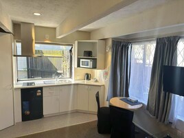 One Bedroom Downstairs Spa Unit | Desk, blackout drapes, iron/ironing board, free WiFi