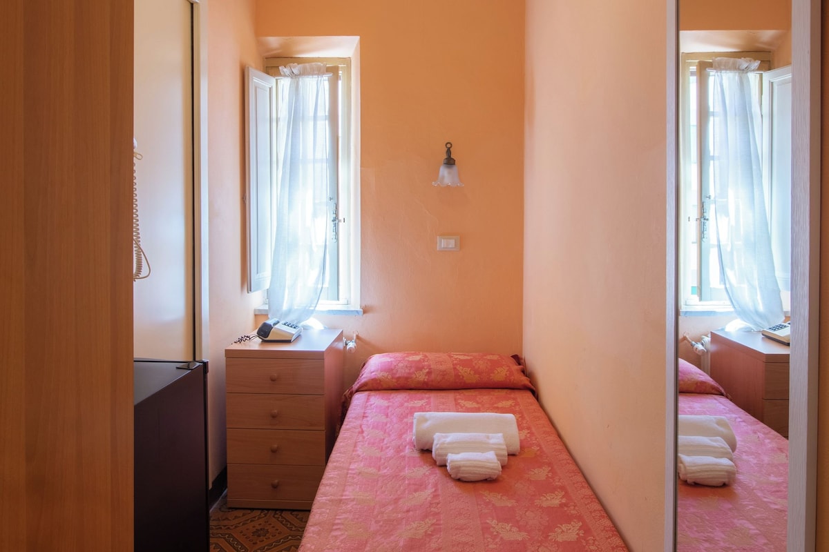 Habitación individual básica | Ropa de cama hipoalergénica y caja de seguridad en la habitación 