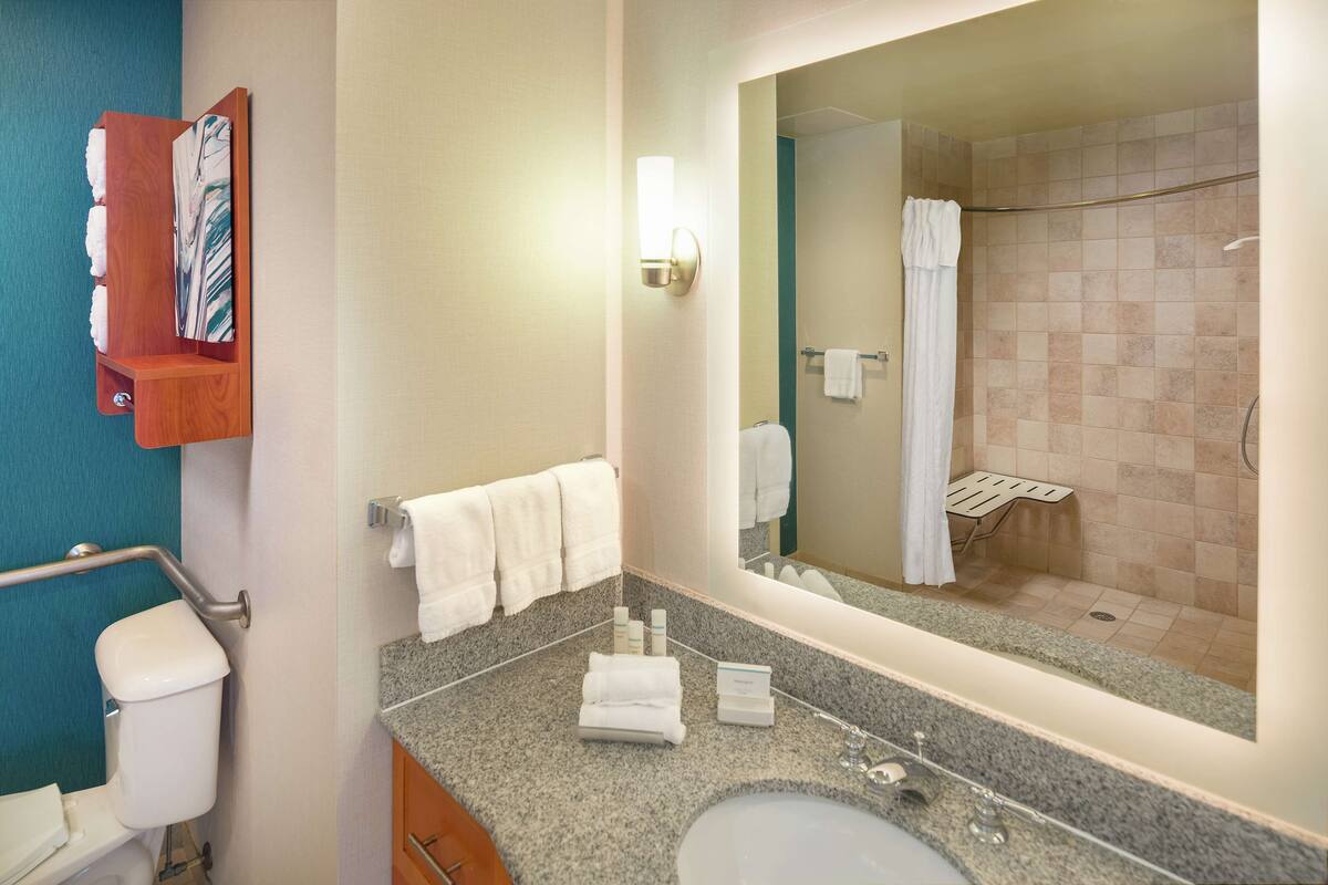 Studio, 1 Tempat Tidur King, akses difabel (Mobility & Hearing, Roll-in Shower) | Shower kamar mandi