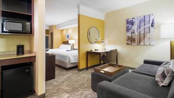 Premium bedding, desk, blackout curtains, iron/ironing board