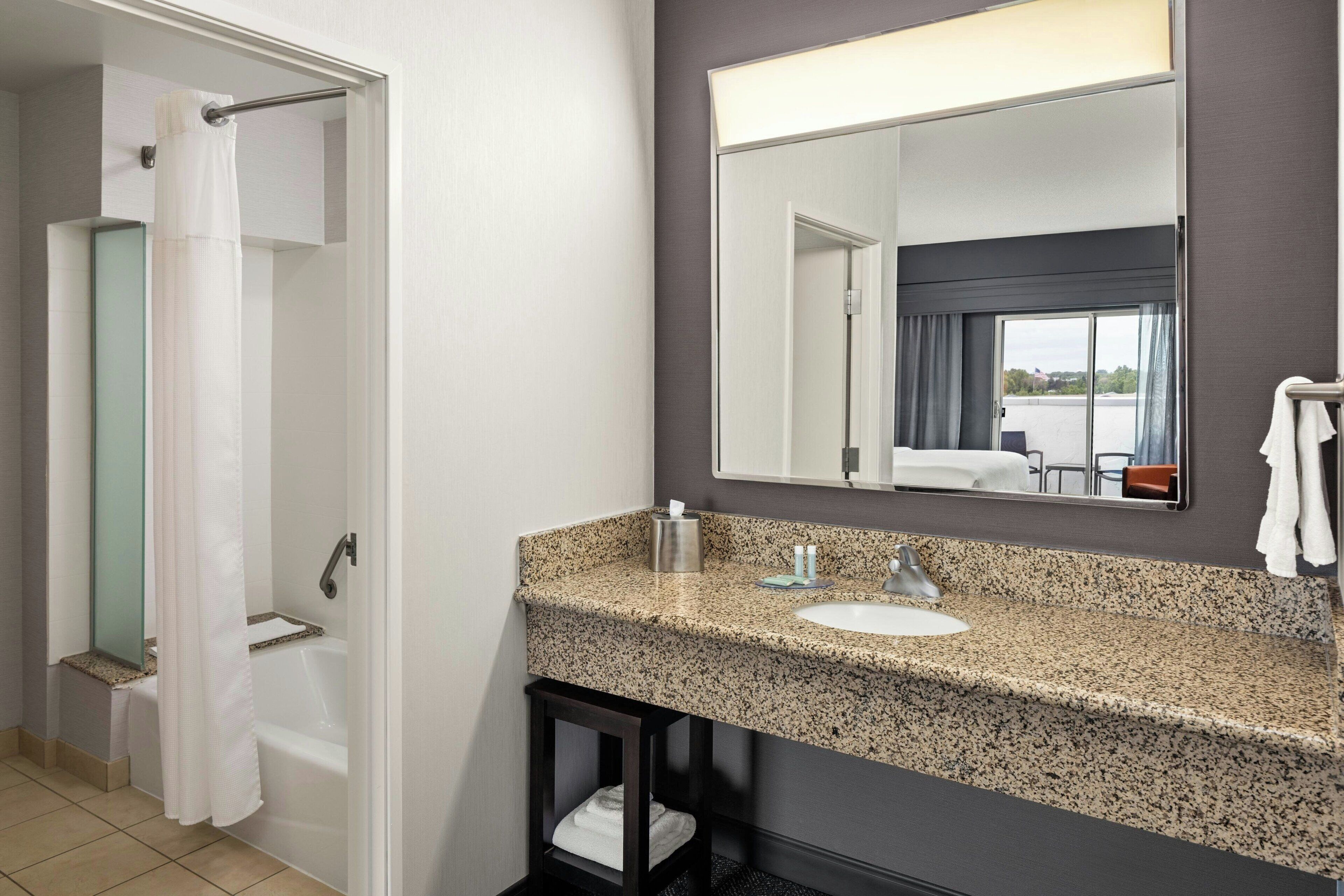 free toiletries, hair dryer, towels