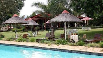 Outdoor pool, pool umbrellas