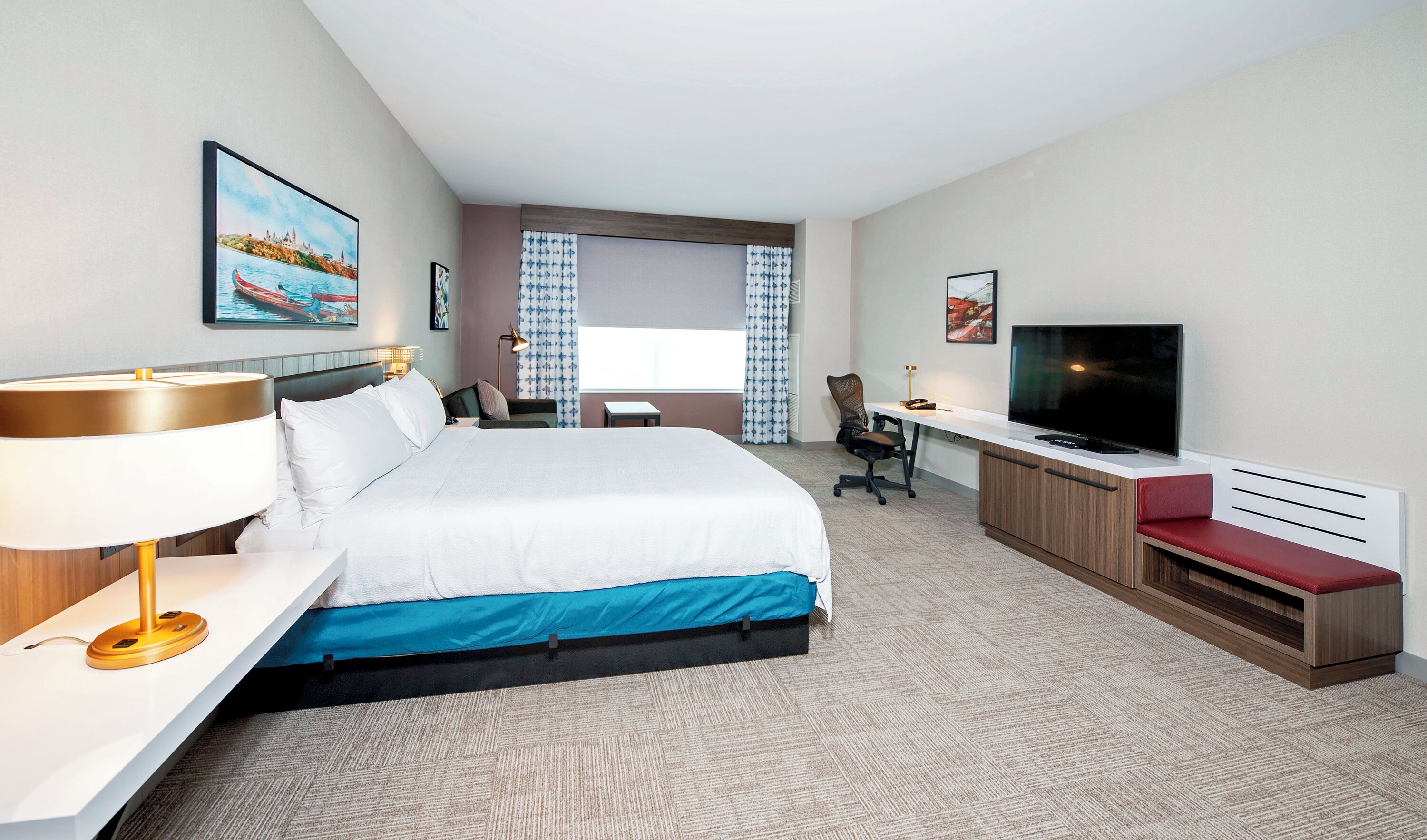 Down duvets, blackout curtains, soundproofing, iron/ironing board