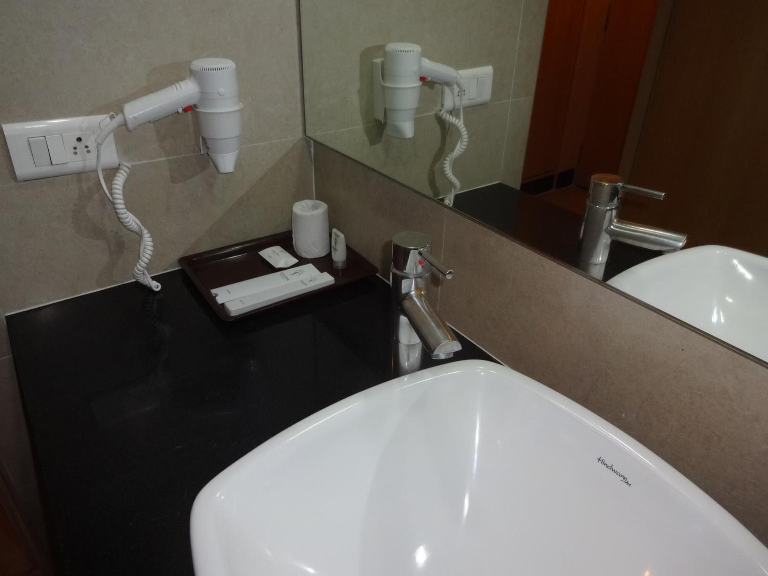 combined shower/bathtub, free toiletries, hair dryer, bathrobes