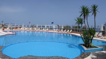 Outdoor pool, pool umbrellas